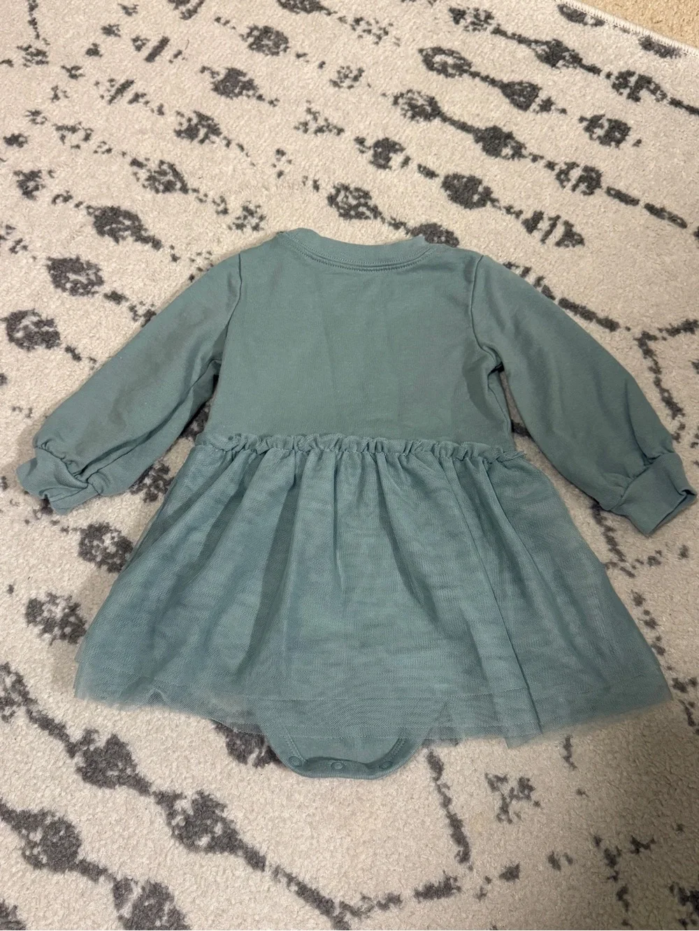 Carter's Sage Green Tulle Dress with gold lettering “Thankful”